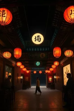 《渡口十三条》竖版海报，江边渡船与十三条缆绳