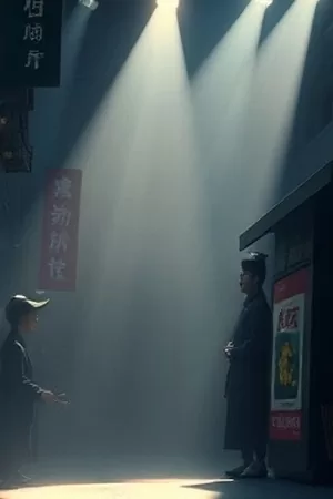 《厨房里的小岛》竖版海报，灶台火苗与海景窗