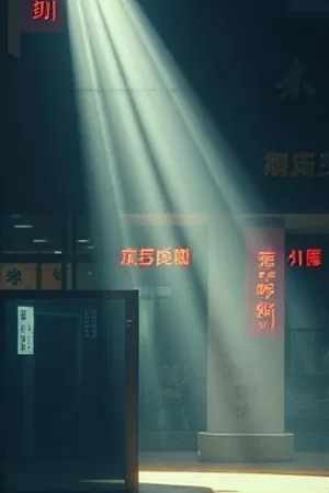 《第七次黎明》竖版海报，清晨街道与撑伞的独行者