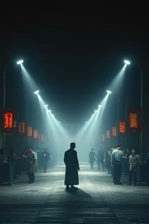 《半城烟雨》竖版海报，石桥与细雨中的纸伞
